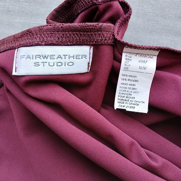 Burgundy Lace Pencil Midi Skirt M Fairweather Studio lined stretch floral - Picture 7 of 14